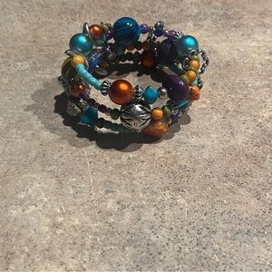 90’s, Y2K, Faux, Costume, Estate Jewelry, Multi Color, Beaded Bracelet